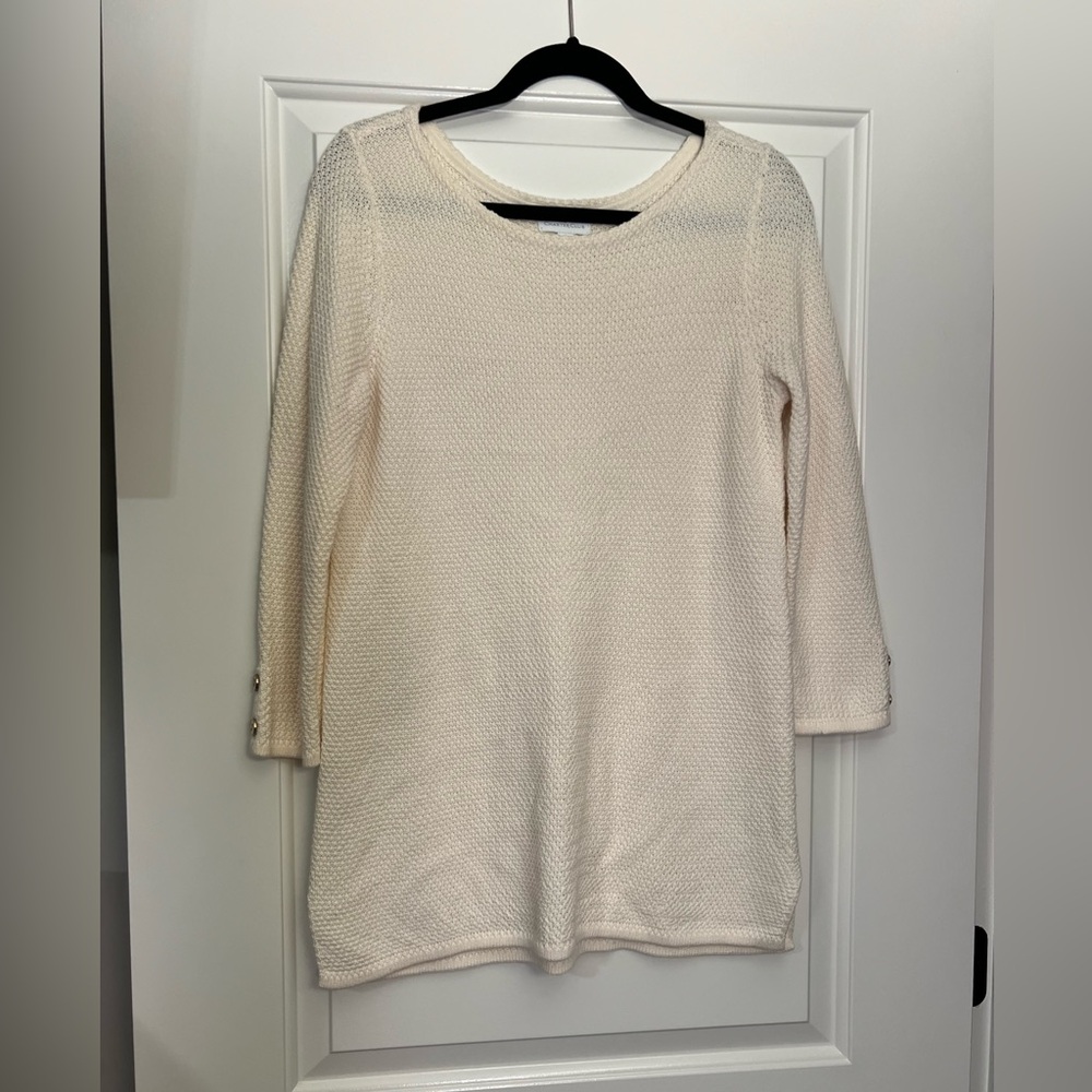 Charter Club Cream Textured Knit Top